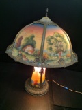 Beautiful! Antique Reverse Panel Lamp