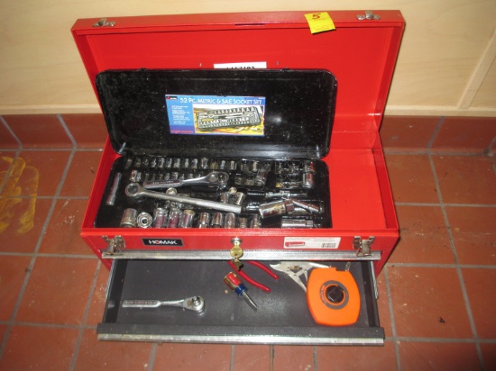 HOMAK TOOLBOX WITH ASSORTED TOOLS