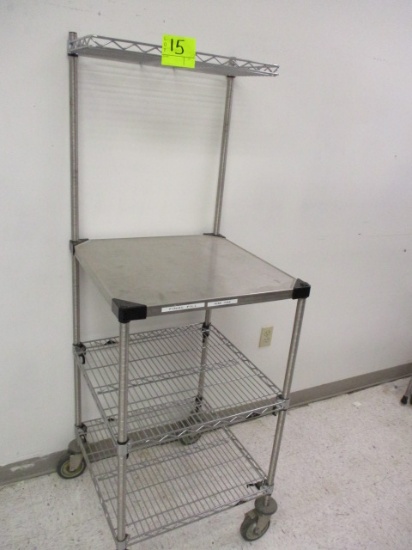 ROLLING WIRE RACK WITH OH SHELF