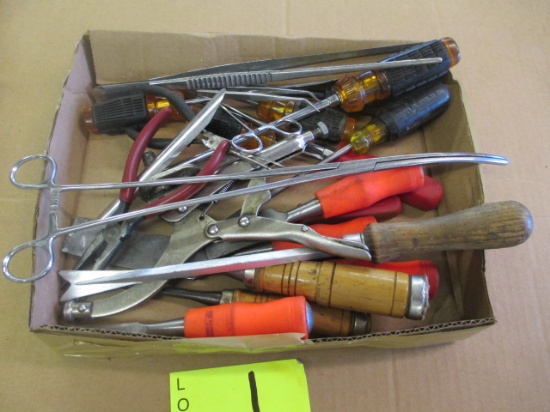 BOX LOT-ASSORTED HAND TOOLS-APPROXIMATELY 15 PCS