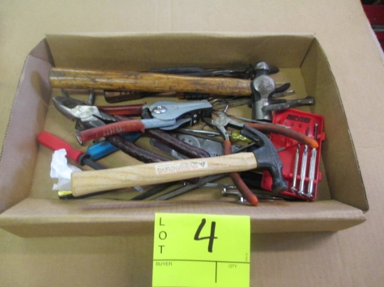 BOX LOT-ASSORTED HAND TOOLS-APPROXIMATELY 15 PCS