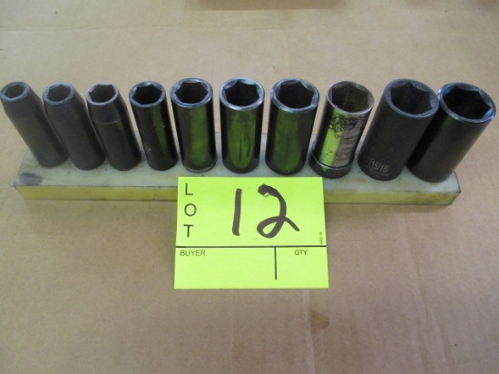 BOX LOT-1/2 IN. DRIVE  STD SOCKETS-10 PCS.