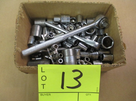 BOX LOT-ASSORTED SOCKETS AND RATCHETS 1/4-3/8