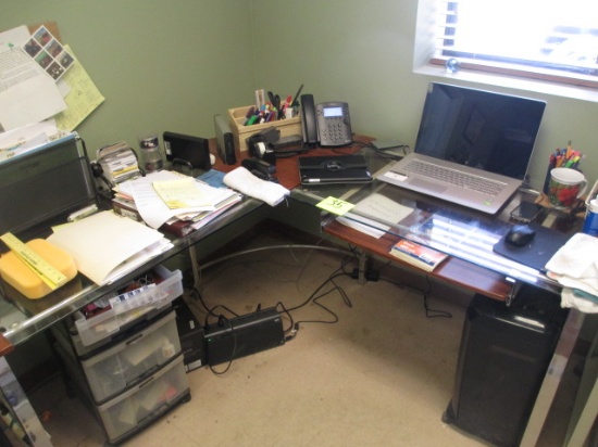 GLASS TOP DESK WITH LEFT RETURN