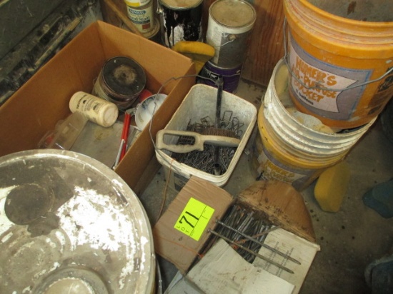 LOT-BUCKETS/SEALERS & STAINS/FABRIC PINS/PAPER CUTTER