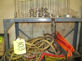 LOT-HOSE CLAMPS-JUMPER CABLES-TRAFFIC WARNING TRIANGLES