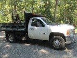 2011 CHEVROLET DIESEL 4 WD  1 TON DUAL WHEEL LANDSCAPERS DUMP WITH MEYER BLADE30K MILES!