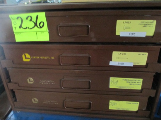 LOT-(4) HARDWARE ASSORTMENT BOXES/LAWSON ETC.