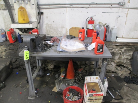 LOT-METAL WORKBENCH WITH VISE ATTACHED