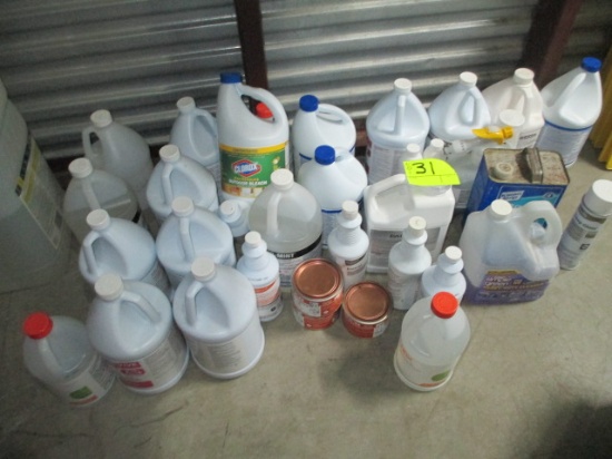 LOT-30 ASST CONTAINERS-BLEACH/CLEANERS/POLISHES/DEODORANTS-BUYER TAKES ALL IN LOT.