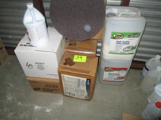 LOT-ASST. FLOOR STRIPPER & POLISH CHEMICALS/MACHINE PADS