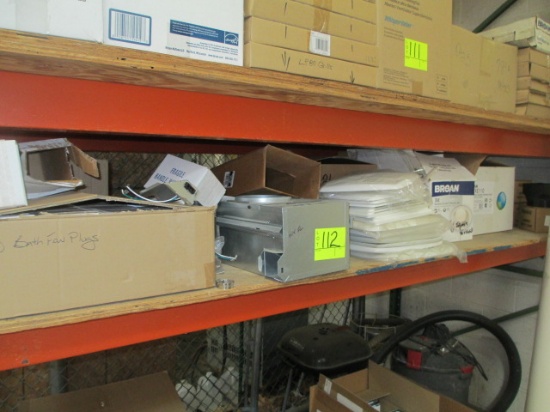 SHELF LOT-ASST. VENTILATOR FANS/FAN BOXES/BATH FAN PLUGS-APPROX. 40 PCS
