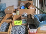 LOT-ASST. SHEET METAL AND SELF TAPING SCREWS/PAINT BRUSHES/HARDWARE-APPROX 20 BOXES