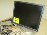 LOT-(3) MONITORS/SPEAKERS/KEYBOARDS/CABLES/PENCIL SHARPENER & MISC.