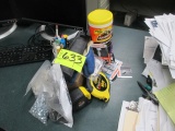 LOT-TOOLS-AMP PROBE/LIGHT BULBS/MEASURING TAPES/GLOVES/PENS/WIPES/ROLLING CABINET