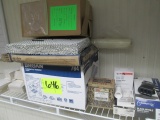 SHELF LOT-THERMOSTATS/OVERFLOW SWITCHES/EXHAUST FAN/PRESSURE GAUGE/TAPE/INVENTORY TAGS