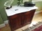 MAHOGANY MARBLE TOP SCALLOP FRONT SIDEBOARD 36 W X 18 D X 30 IN. TALL