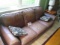 BROWN LEATHER SOFA-7 FT