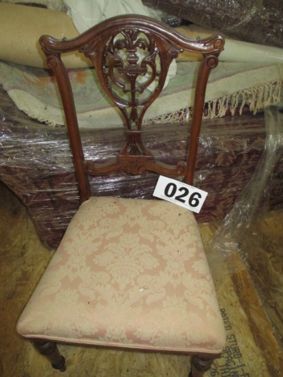 CARVED BACK CHAIR/FRENCH STYLE/PADDED SEAT-FRAGILE