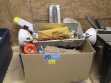 BOX LOT-MISC TOOLS/LIGHT/TAPE WIRE