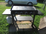 PROPANE OUTDOOR GRILL/GRIDDLE-BLACKSTONE 36X21-INCLUDES STEEL TOP TABLE AND PROPANE TANKS ADJACENT