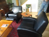 PAIR-BLACK FAUX LEATHER  RECLINER CHAIRS