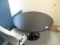 4 FT. ROUND BLACK LAMINATE TABLE WITH TAN LEATHERETTE CHAIR