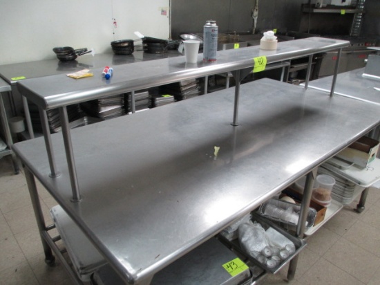 STAINLESS STEEL TABLE WITH CENTER RISER/SHELF-45 X 48 X 36