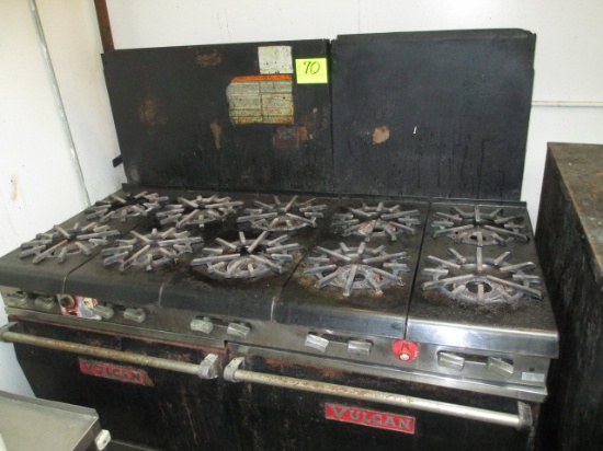 VULCAN GAS DBL RANGE AND STOVE TOP WITH 10 BURNERS