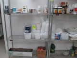 LOT-CONTAINERS AND SUPPLIES LOCATED ON 3 SHELF UNITS