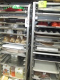 LOT-2 ROLLING RACKS WITH SUPPLIES/TRAYS/BAKING SUPPLIES