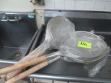 LOT-(4) NEW LONG HANDLE STRAINERS
