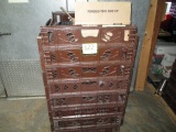 (8) CRATES ON ROLLING CART