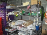 METRO STYLE SHELVING 72 X 24 X 72 WITH CONTENTS -LIGHTERS/GLOVES/UTINSELS/PLASTIC WRAP AND MORE