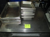 STAINLESS STEEL TABLE 32 X 30 X 25 W.24 STEAM PANS (9) 11X 9 & (20) 19 X 11 PANS