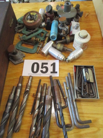 LOT-ASST, BITS/ALLEN WRENCHES/CLAMPS/WIRE WHEELS-APPROX 35 PCS