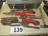CRAFTSMAN TOOLBOX W/ASST. PIPE WRENCHES