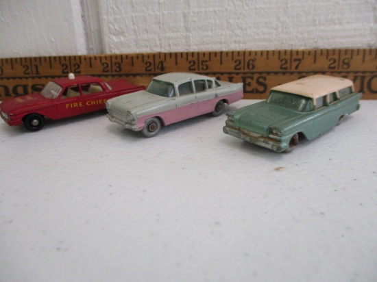 TOYS-LESLEY OF ENGLAND VAUXHALL, FORD WAGON, FORD FIRECHIEF CARS (3) TOTAL