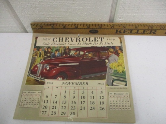 1939 CHEVROLET DEALER PROMO CALENDAR-GREAT COLOR AND GRAPHICS-NO MARKINGS