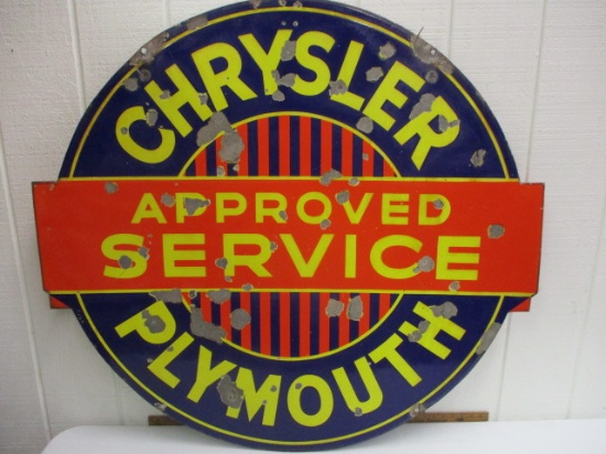 CHRYSLER DOUBLE SIDED 'APPROVED SERVICE' 42 IN DIAMETER WITH EXTENSION WINGS-