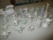LOT-ASST CERAMIC MINITURE FIGURINES & 4 PIECES PRESSED GLASS-SEVERAL MARKED JAPAN-APPROX 25 PCS