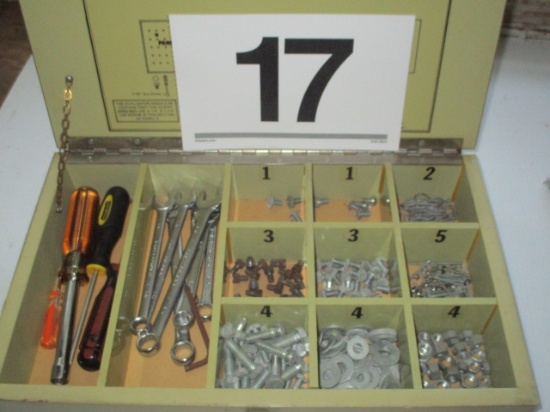 BOX LOT-ASSORTED SCREWDRIVERS/ WRENCHES & HARDWARE