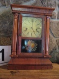 8 DAY MANTLE CLOCK-WESTERBURY CONN. BRASS WORKS & TIME PIECE. WORKS. INCLUDES KEY