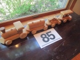 WOODEN TRAIN SET-HAND MADE-4 CARS-30IN OVERALL LENGHT