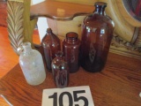 ASST. ANTIQUE TINTED & CLEAR GLASS BOTTLES-CLOROX/APOTHECARY/VINEGAR