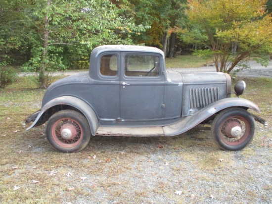 1932 FORD 5 WINDOW COUPE-MODEL B-PARKED IN 1960 WITH BLOWN HEAD GASKET
