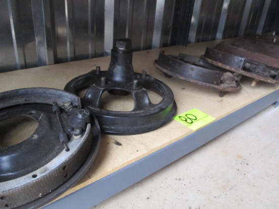 SHELF LOT-ASST. MECHANICAL BRAKE PARTS/HUBS/BACKING PLATES-NO SHIPPING