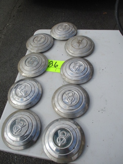 LOT-9 ORIGINAL 32-33 FORD V-8 HUBCAPS