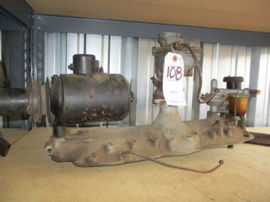 1932 FORD INTAKE WITH POST GENERATOR/FUEL PUMP AND EARLY STROMBERG CARB