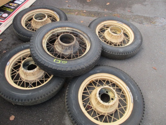 LOT-(5) YELLOW 18 IN WHEELS/TIRES-NO SHIPPING